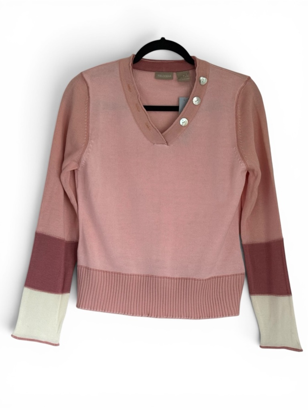 NWT Field Gear Pink Color Block Sweater